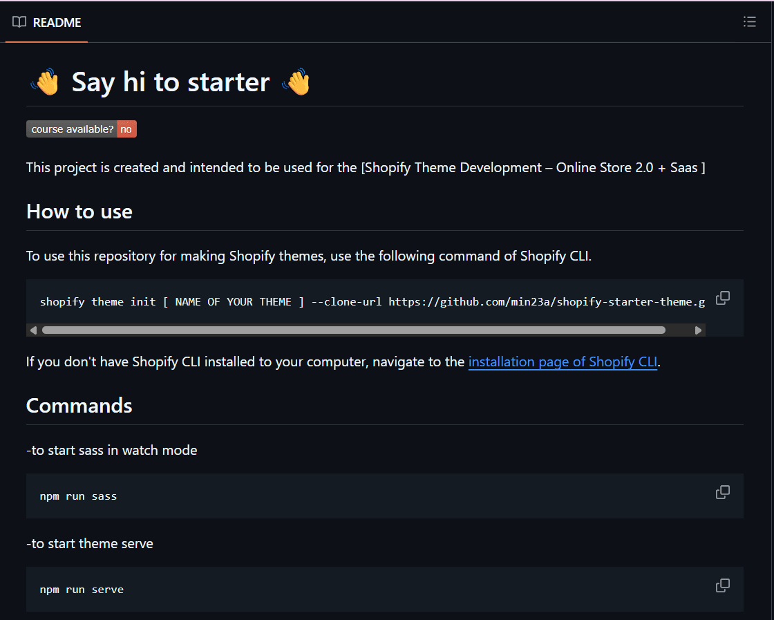 Shopify Starter Theme Project Image